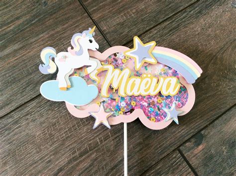 Unicorn Shaker Name Cake Topper Unicorn Birthday Party Etsy