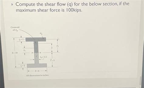 Solved Compute The Shear Flow Q For The Below Section If