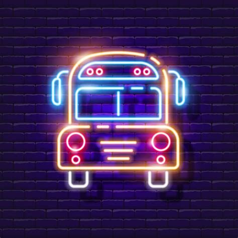 Premium Vector School Bus Neon Sign Vector Illustration For Design Transport Concept