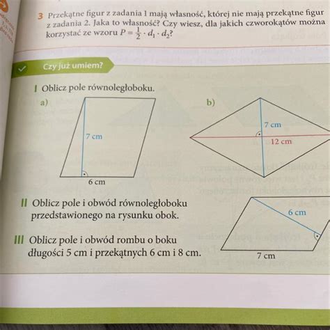 II Oblicz pole i obwód równoległoboku przedstawionego na rysunku obok