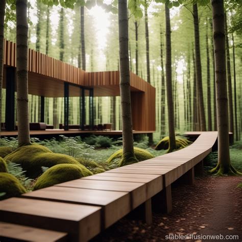 Wood And Concrete Bio Architecture In Forest Stable Diffusion 在线