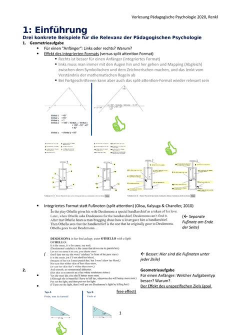 Vorlesungen und Literatur integriert Pädagogische Psychologie 1