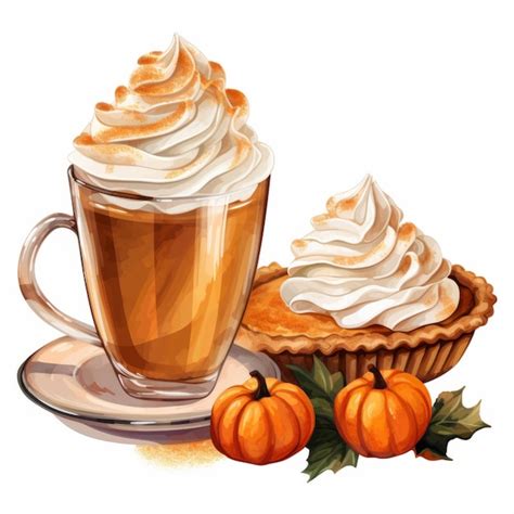 Premium Ai Image Cozy Fall Delights Sublimation Pumpkin Pie Coffee