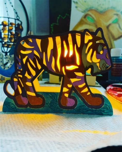 Wooden Tiger Nightlight Kids Decoration Handpainted Etsy