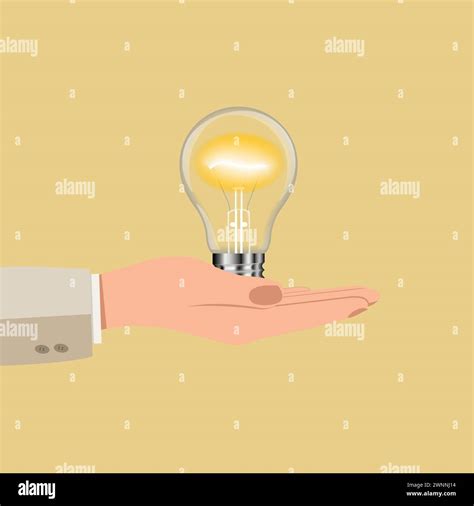 A Hand Holds An Electric Light Bulb Thinking Good Idea And Creative