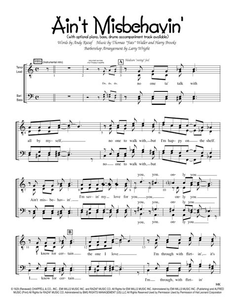 Aint Misbehavin Sheet Music Hank Williams Jr Ttbb Choir