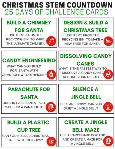 25 Days of Christmas STEM Challenge Cards Countdown Calendar