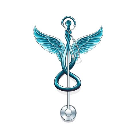 Medical Symbol Caduceus Snake With Stick Aid Ambulance Blue PNG