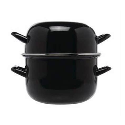 Matfer Bourgeat 070973 Black Enameled 25 Qt Mussel Pot With Lid