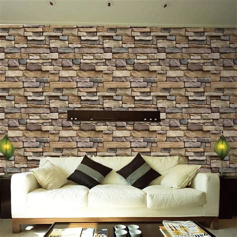 45 45cm 3d Wall Paper Brick Stone Rustic Effect Self Adhesive Pvc Wall Sticker Home Vintage Home