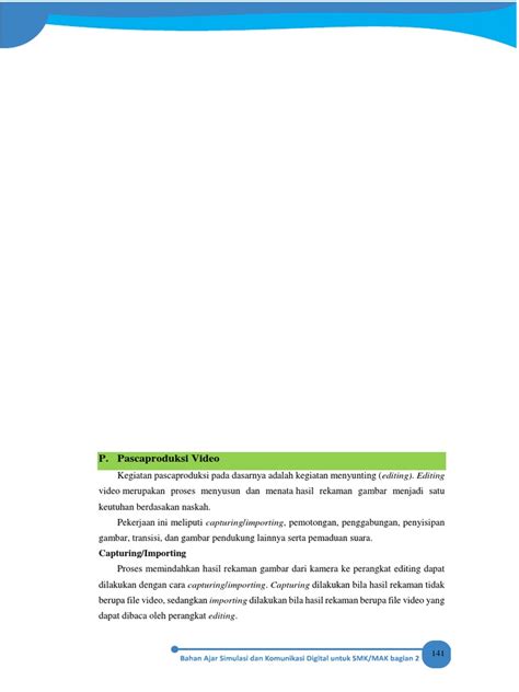 p pascaproduksi video capturingimporting