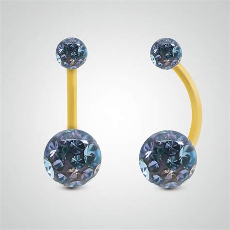 Piercing De Nombril En Or Jaune Et Cristal De Swarovski Multicolore