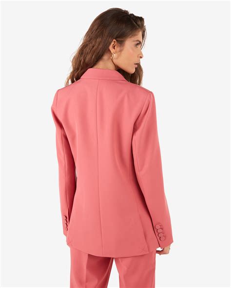 Riachuelo Blazer Feminino Alongado Alfaiataria Rosa Chiclete Ak By