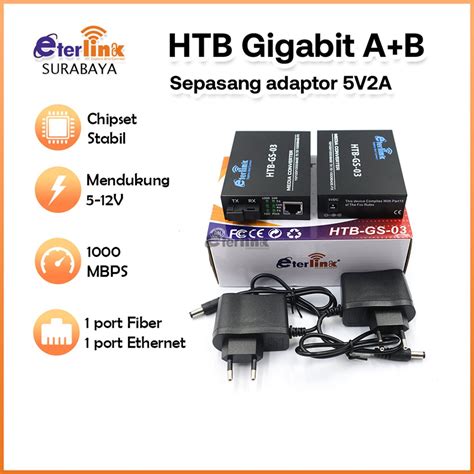 Jual BISA COD HTB GS 03 A B Eterlink 1000Mbps Single Mode Converter