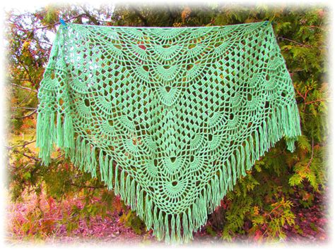 Hand Knit Shawl Crochet Hand Made Crochet Shawl Hand Crochet Triangle Shawl Wraps Scarf