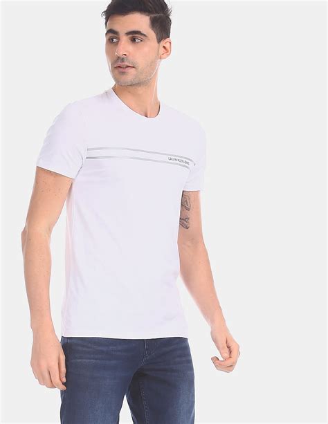 Buy Calvin Klein Men White Slim Fit Institutional Logo T Shirt