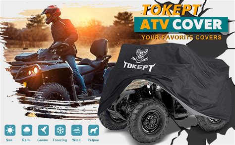 Tokept Atv Cover Heavy Duty Black Waterproof Oxford Fabric Protective