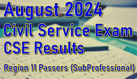 Civil Service Exam Result August 2024 Region 11 Passers Subprofessional Philnews