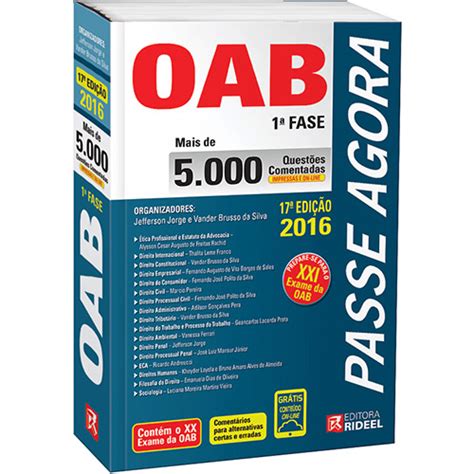 Livro Passe Agora Oab 1ª Fase Mais de 5 000 Questões Comentadas no