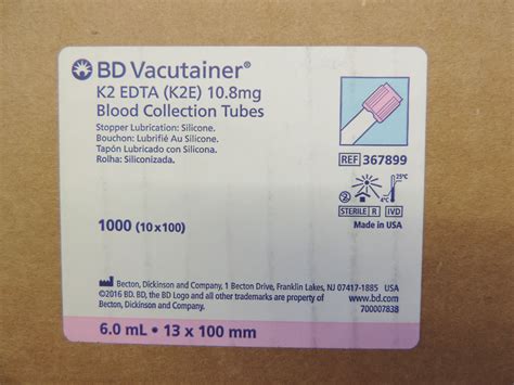 New Bd Vacutainer K Edta K E Mg Blood Collection Tubes Ml