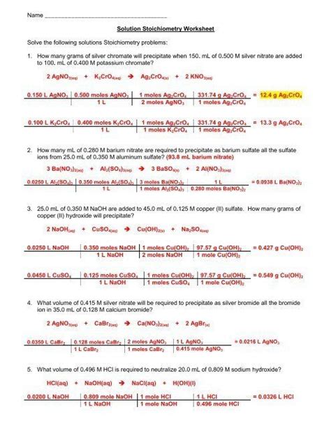 Stoichiometry Grade Pdf