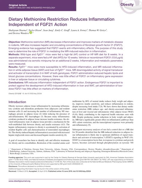 Pdf Low Dose Fgf 21 Administration Decreases Obesity Induced Hepatic