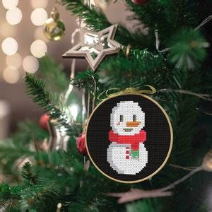 Snowman Christmas Ornament Cross Stitch Snowman Cross Stitch - Etsy