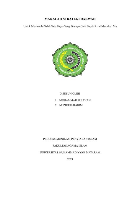 Makalah Strategi Dakwah Zik Makalah Strategi Dakwah Untuk Memenuhi