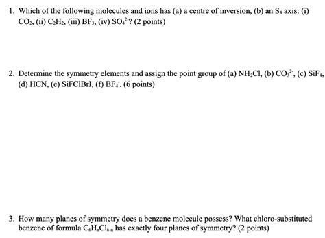 Solved 1 Which Of The Following Molecules And Ions Has A Chegg