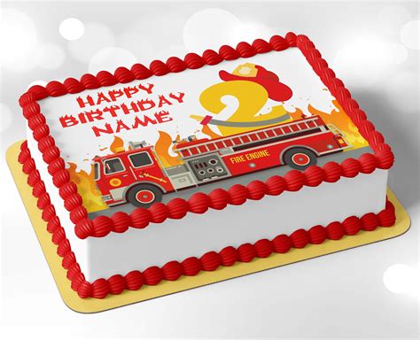 Fire truck 1/4 sheet cake topper,custom cake topper, fondant cake ...