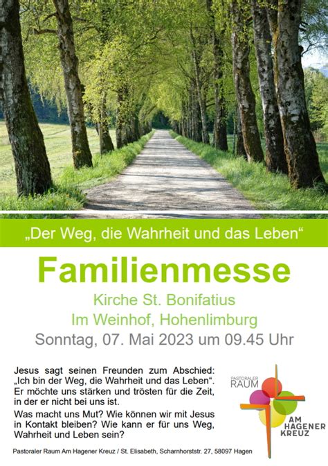 Familienmesse Weg Wahrheit Und Leben Pastoraler Raum Am Hagener Kreuz