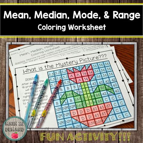 Mean Median Mode And Range Activities Math Coloring Worksheets