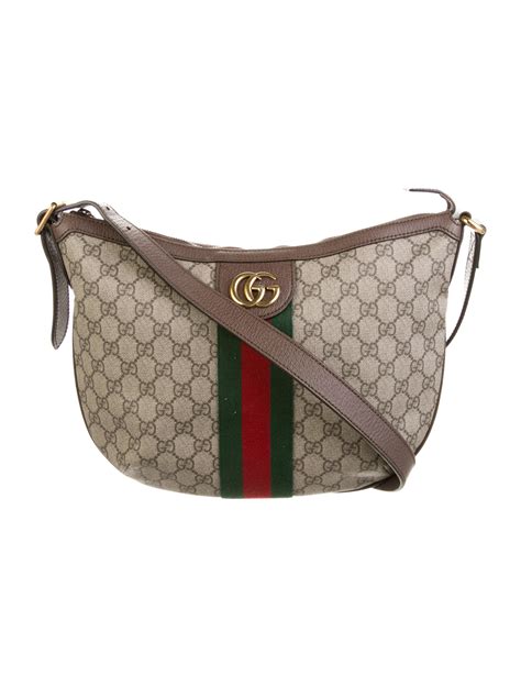 Gucci Gg Supreme Web Ophidia Half Moon Hobo Neutrals Hobos Handbags