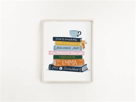 Digital Download Jane Austen Book Stack Art Print Etsy