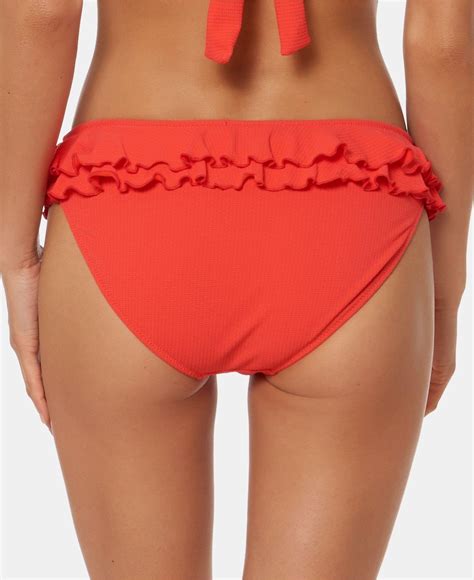 Jessica Simpson Ruffled Bikini Bottoms In Red Lyst