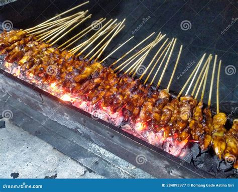 Chicken Satay On The Grill Stock Image Image Of Meat