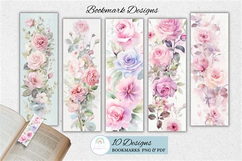 Shabby Chic Rose Bookmark Printable Graphic By Rainbowtown Creative