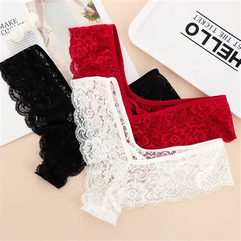 1pc Sexy Women Lace Thongs Lingerie G String Panties Low Waist Briefs Underpants T Back Panties