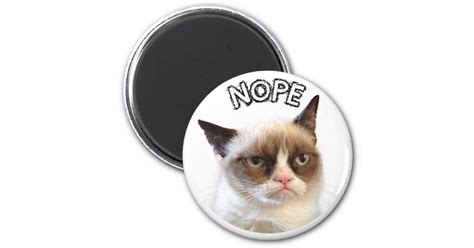 Original Grumpy Cat Round Magnet "NOPE" | Zazzle