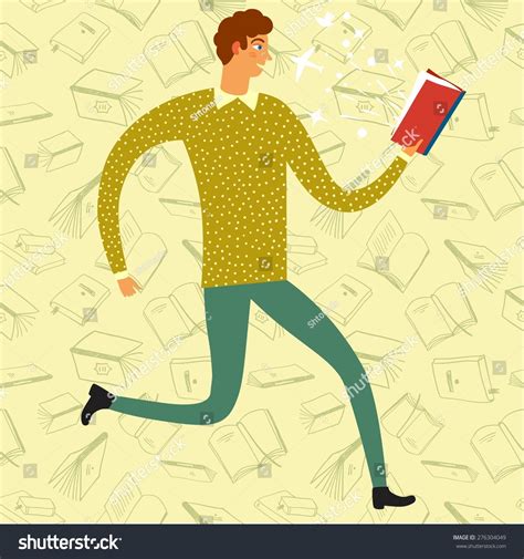 Cartoon Boy Walking Book His Hand Stock Vector Royalty Free 276304049