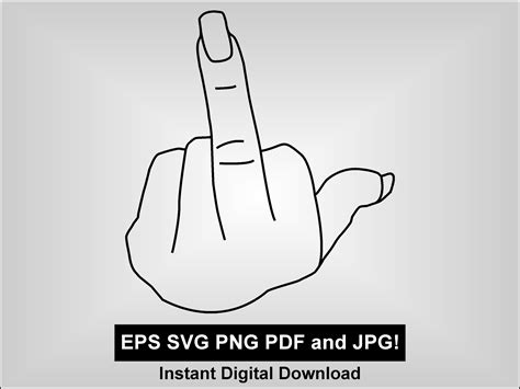 Outline Female Middle Finger SVG Eps Png Fuck You Fuck Etsy
