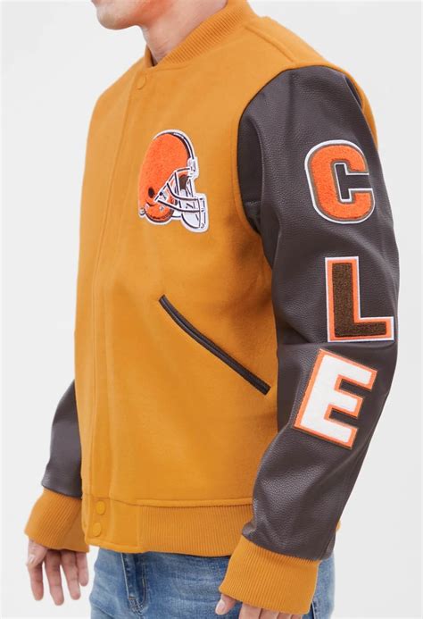 NFL Cleveland Browns Yellow And Brown Varsity Jacket Maker Of Jacket