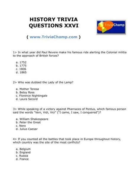 U S History Trivia Questions And Answers U S History Trivi