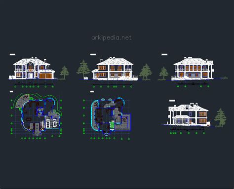 Hipped Roof Villa Project Dwg Arkipedia En