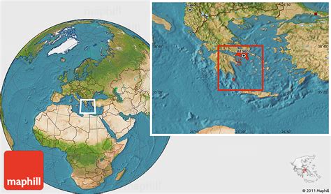 Satellite Location Map of Attiki