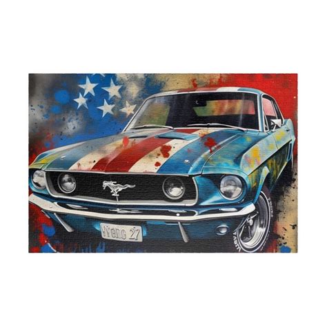 Classic Car Puzzle 1967 Ford Mustang Puzzle With Gradient Colors