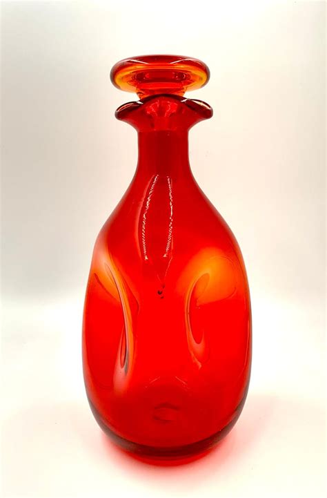 Mid Century Modern Blenko Tangerine Art Glass Decanter Winslow Anderson 49 For Sale At 1stdibs