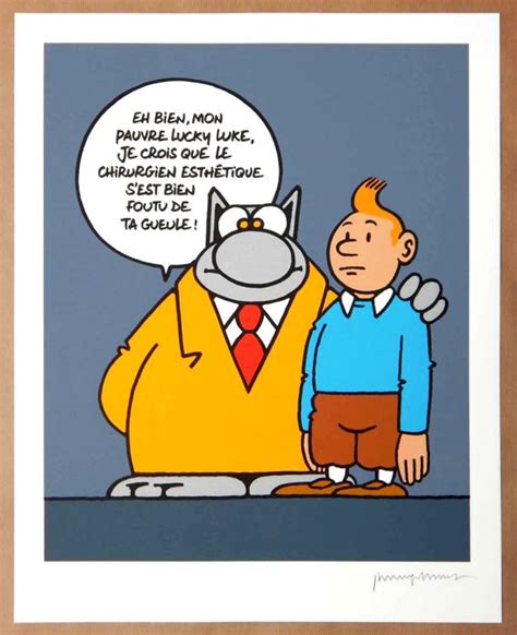 Geluck Sérigraphie Le Chat Tintin Lucky Luke 2018 Catawiki