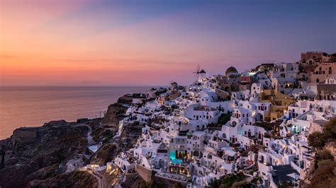 grecia isla santorini sunset oia town  avance wallpapercom