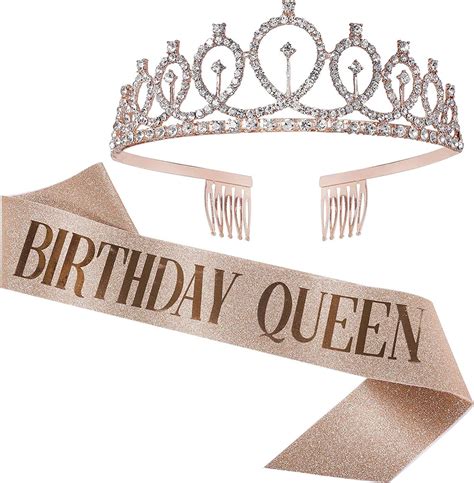 KASTWAVE Happy Birthday Sash And Crown Birthday Sash And Tiara For